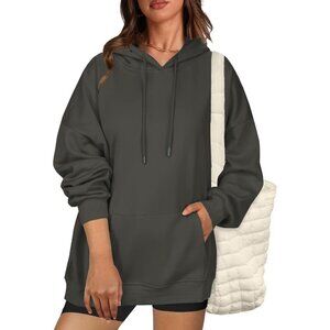 🆕 Women Grey Pullover Sweatshirts Long Sleeve Fall Winter Coat Fleece Hoodies